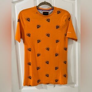 Denim & Flower Orange Short-Sleeve Skull-Print Tee